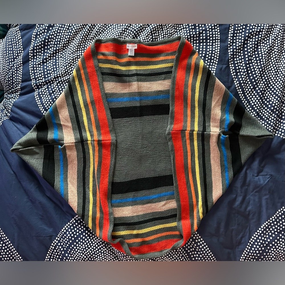 Striped shrug/poncho sweater